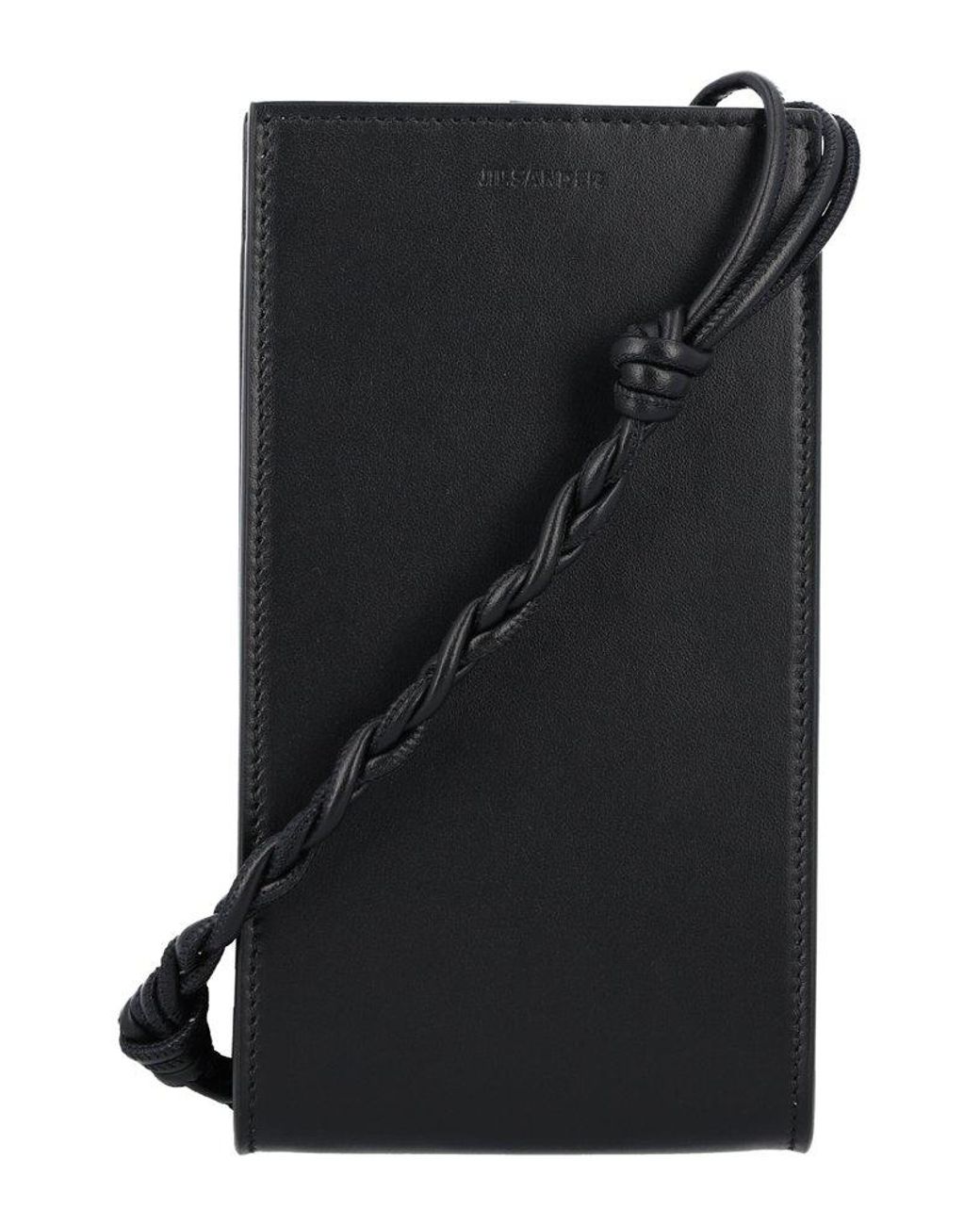 Jil Sander Leather Logo Debossed Phone Holder in Black for Men Mens Bags Cases 
