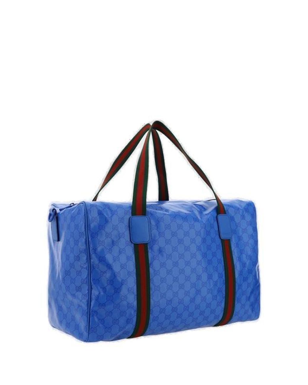 Gucci Web Detailed Large Duffle Bag in Blue for Men