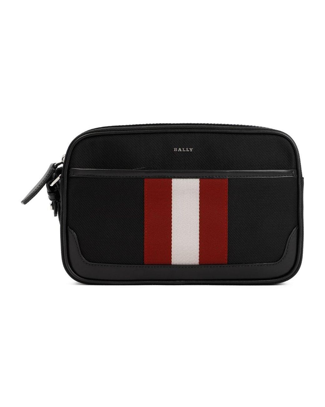 Bally Caliros Stripe-detailed Zipped Clutch Bag in Black for Men | Lyst