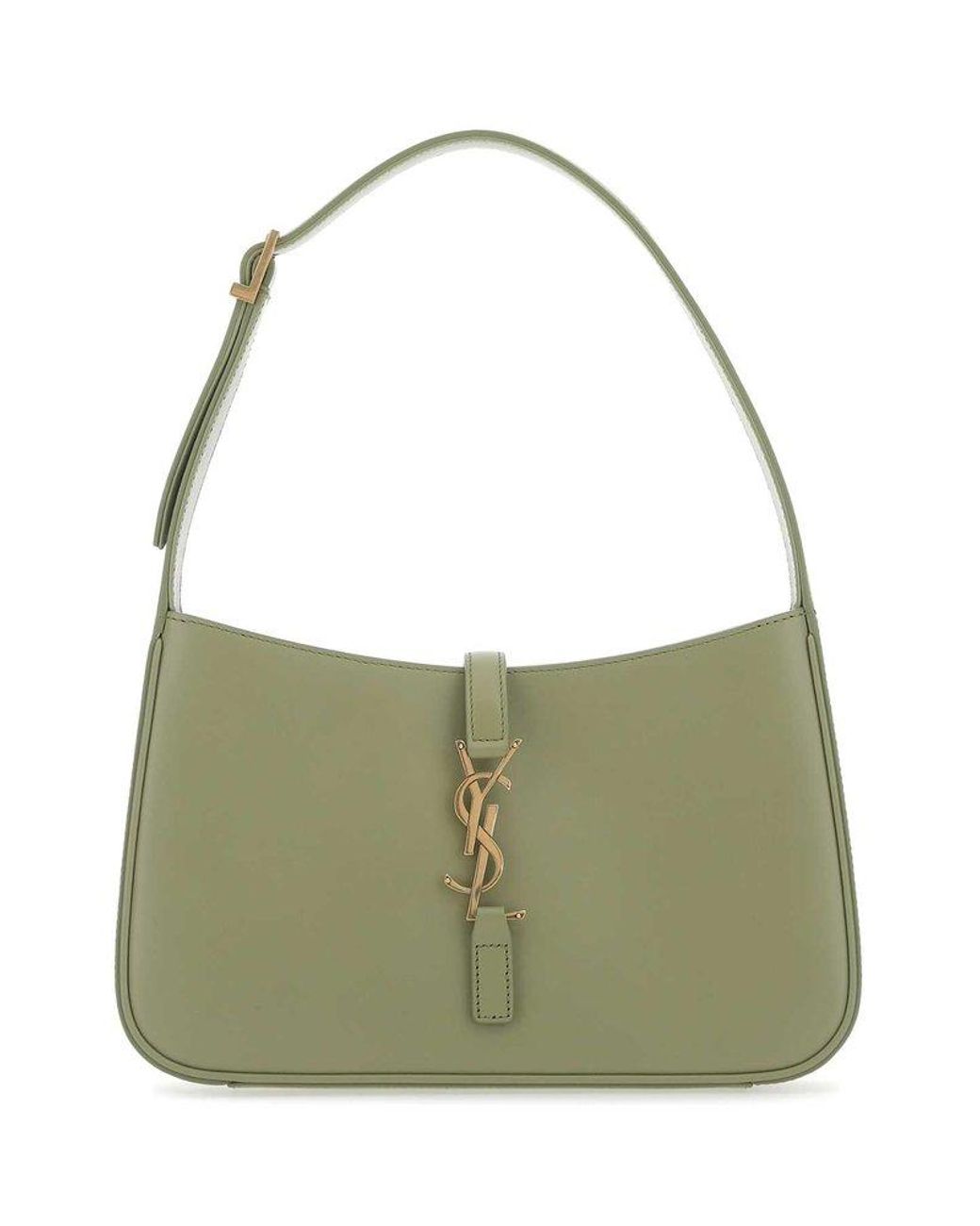 Saint Laurent Leather Logo Plaque Hobo Bag in Green Lyst UK