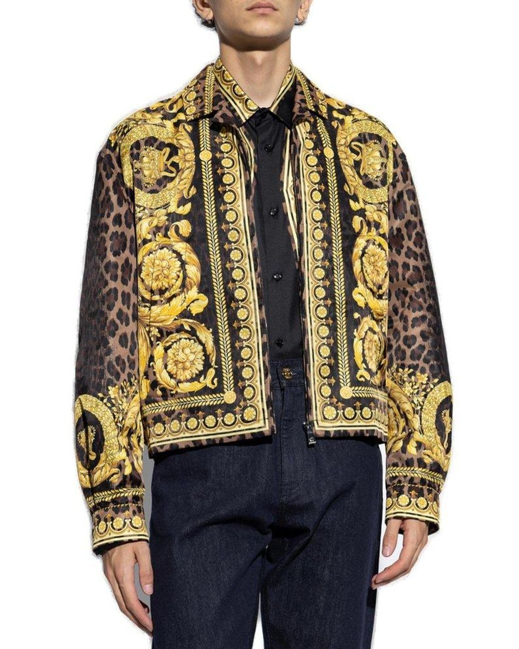 Versace Patterned Jacket in Yellow for Men | Lyst