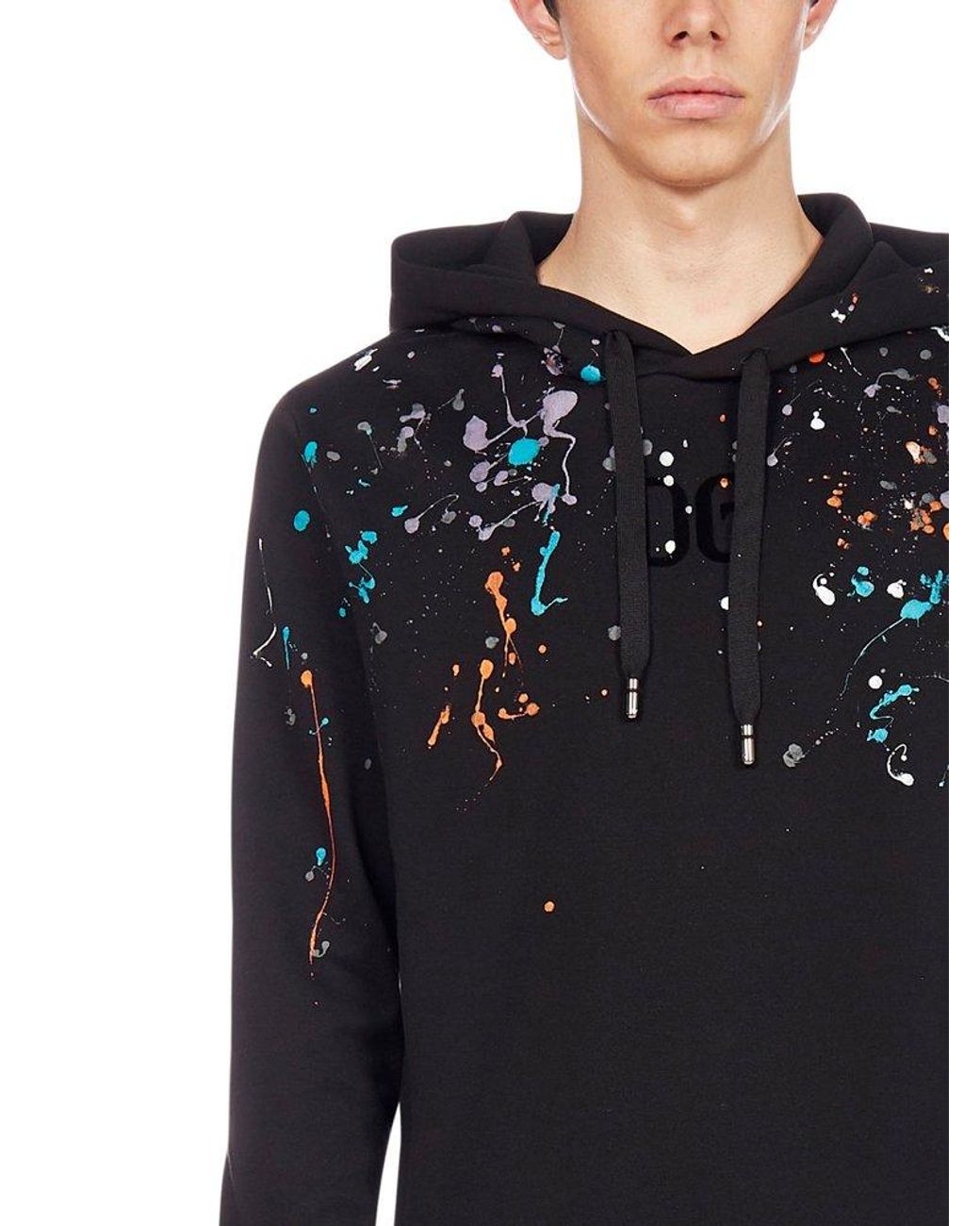 Black paint splatter hoodie hotsell