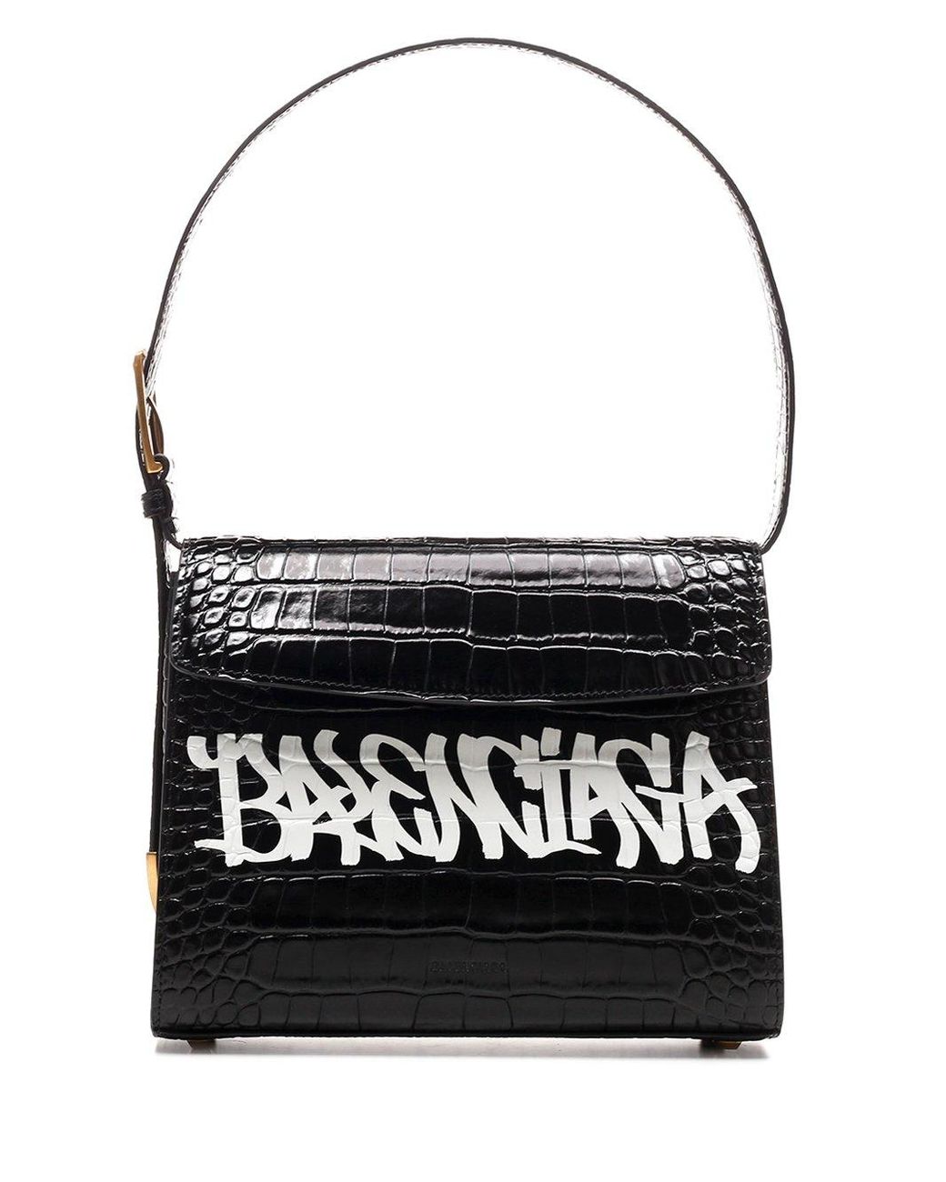 Balenciaga Ghost Medium Graffiti Logo Shoulder Bag in Black | Lyst Canada