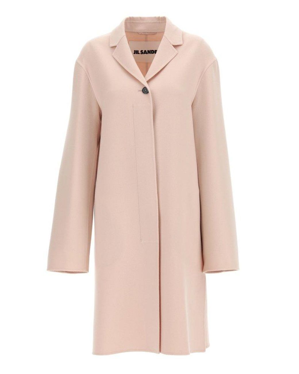 Jil Sander Cashmere Single-breasted Mid-length Coat in Pink | Lyst