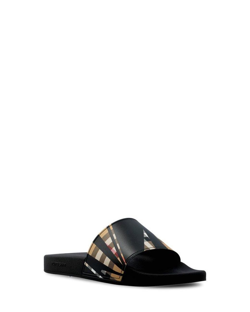 【送料&関税込】Burberry Check Pattern Slip-on Slides Burberry Furley Check Slide Sandals | Saks Fifth Avenue
