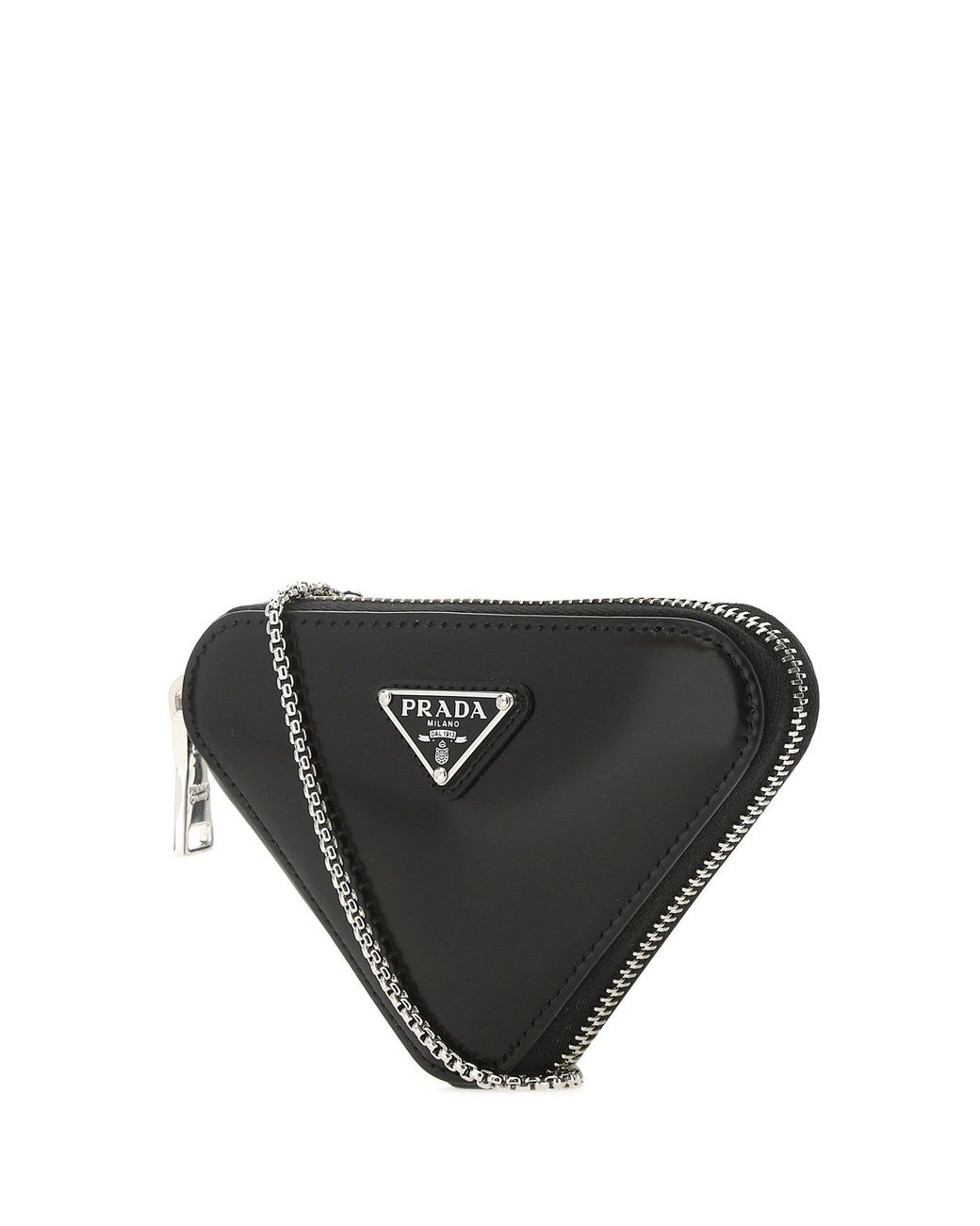 Prada Triangle Logo Mini Pouch in Black | Lyst