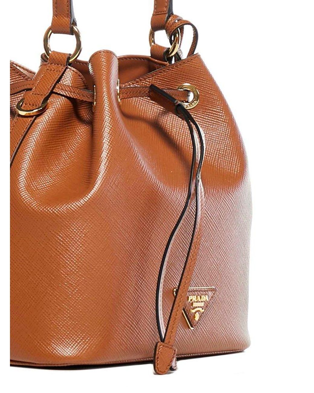 Prada Leather Logo Bucket Bag