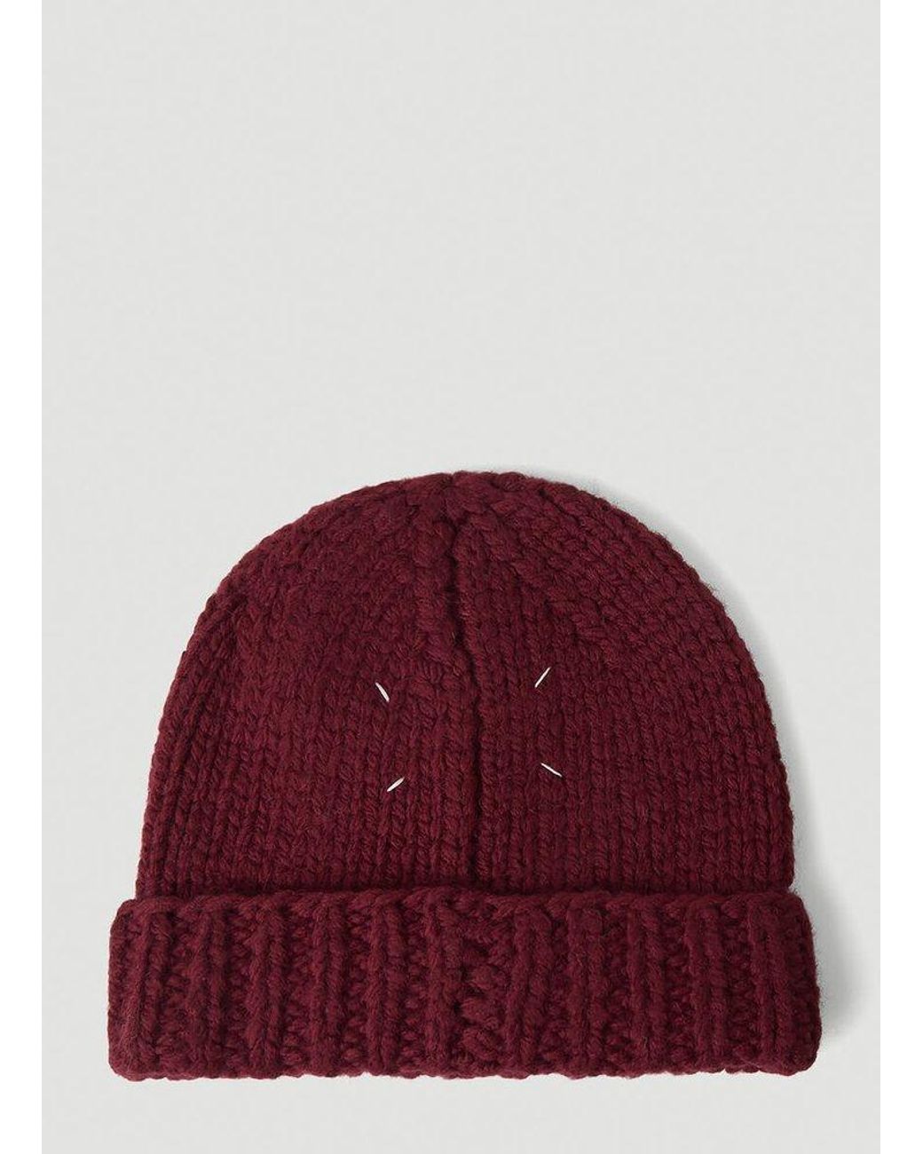 Maison Margiela Four-stitch Knit Beanie in Red | Lyst Canada