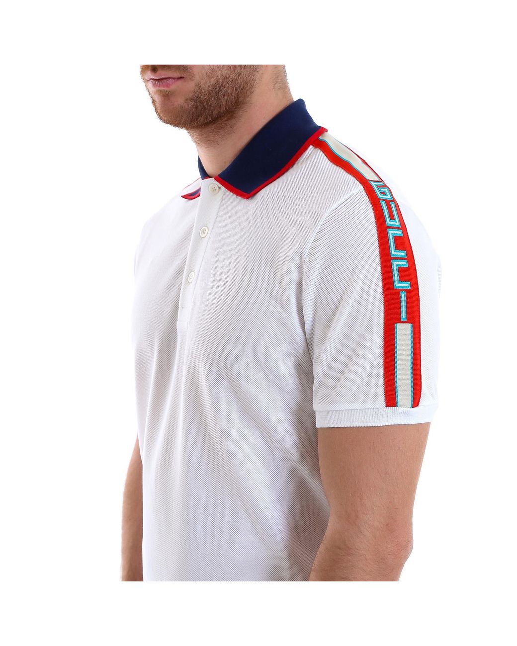 Gucci Logo Ribbon Polo Shirt in White for Men | Lyst UK
