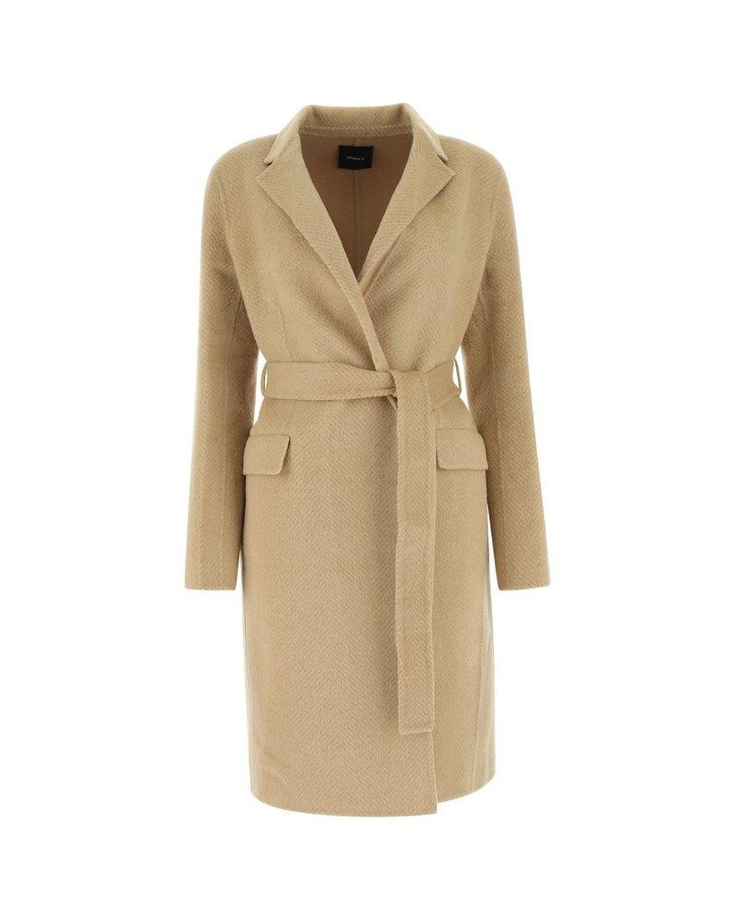 Theory Chevron Double-face Wrapped Coat in Natural | Lyst