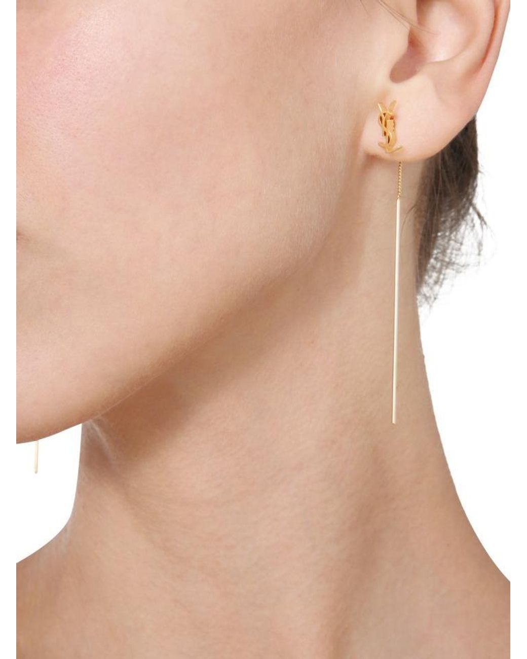 Saint Laurent Opyum Ysl Threader Earrings in Metallic | Lyst