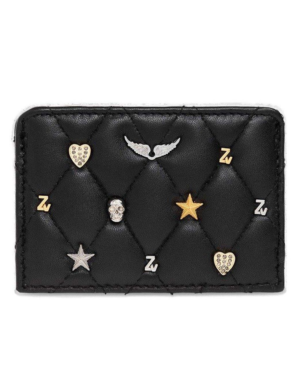 Zadig & Voltaire Logoembossed Diamondquilted Card Holder in Black Lyst