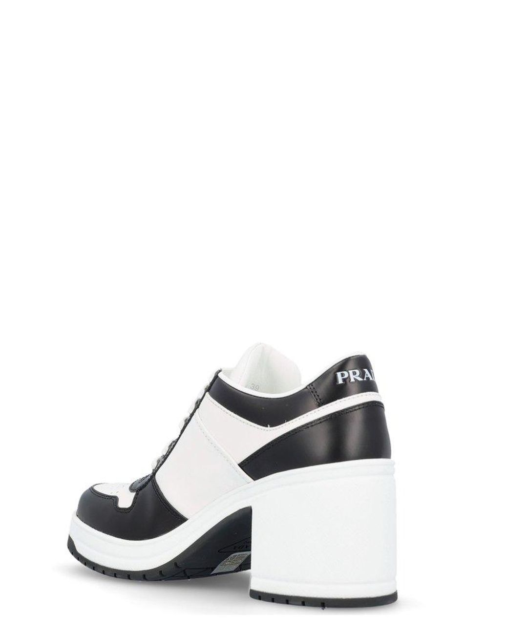 Prada Downtown High-heeled Lace-up Sneakers in White | Lyst UK
