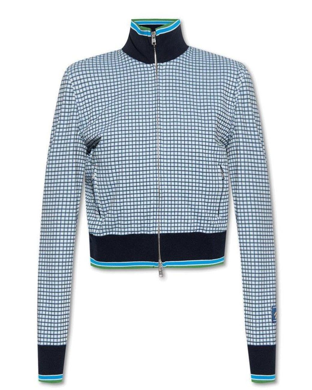 Marni Checked Zip-up Jacket in Blue | Lyst