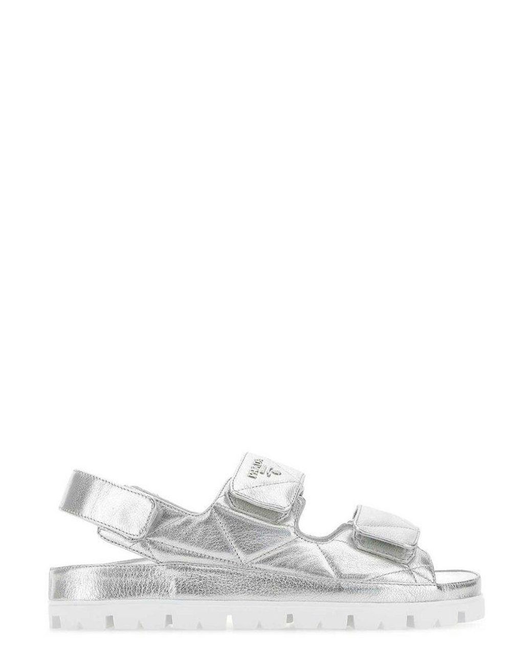 Prada Quilted Logostrapped Sandals in White Lyst