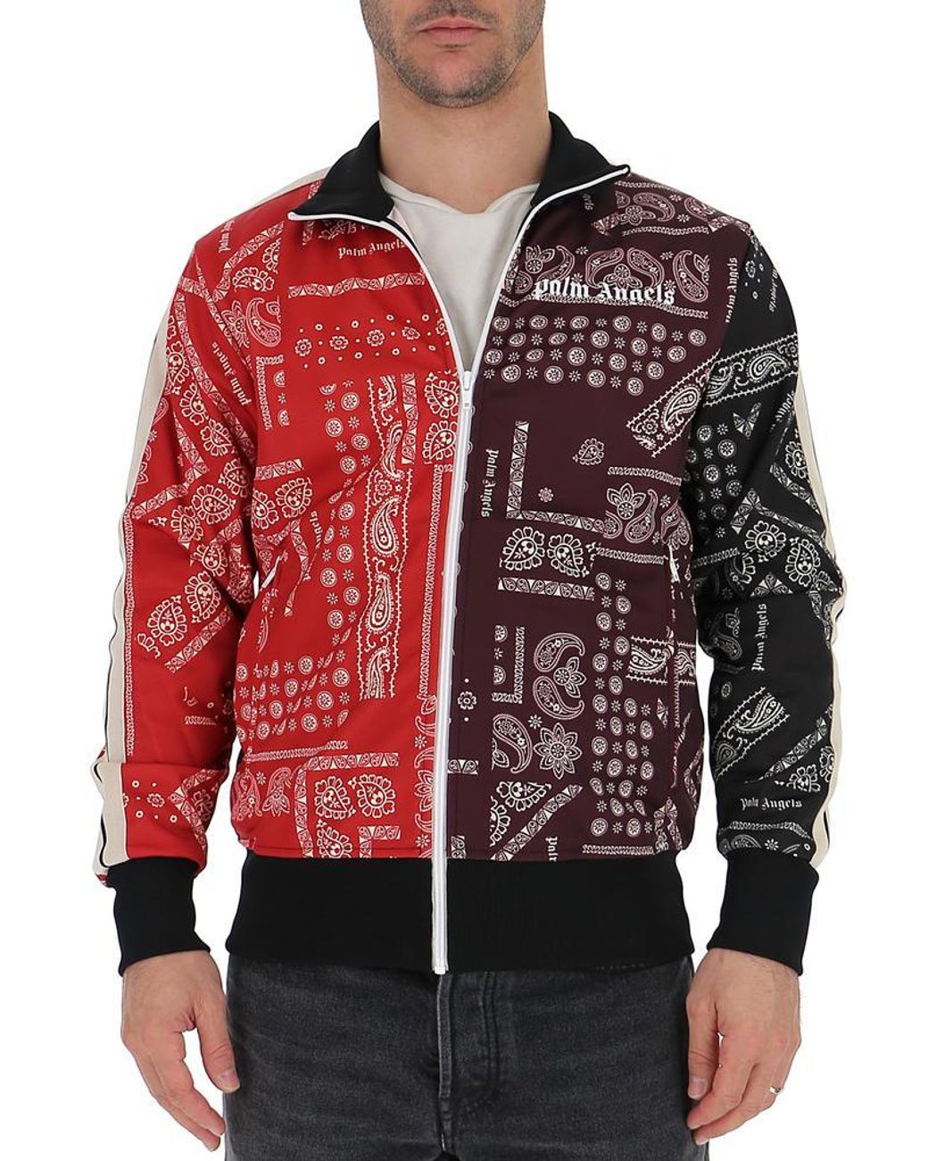Palm Angels Bandana Contrast Logo Print Jacket in Red for Men | Lyst