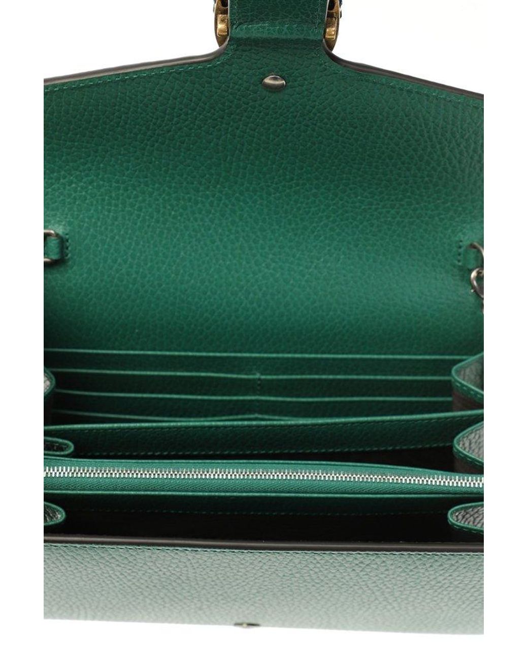 Dionysus leather shoulder bag in emerald green leather