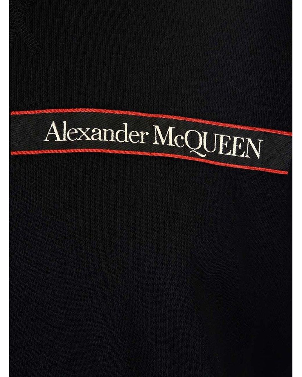 Mens Clothing Activewear gym and workout clothes Sweatshirts Alexander McQueen Cotton Selvedge Logo Tape Sweatshirt in Black for Men 