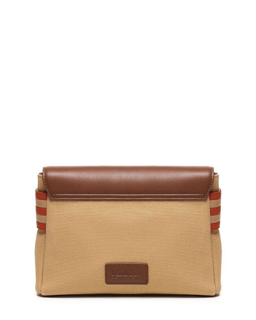【送料&関税込】Max Mara Canvas Clutch Bag opice Max Mara Opice Logo Patch Clutch Bag in Brown | Lyst UK