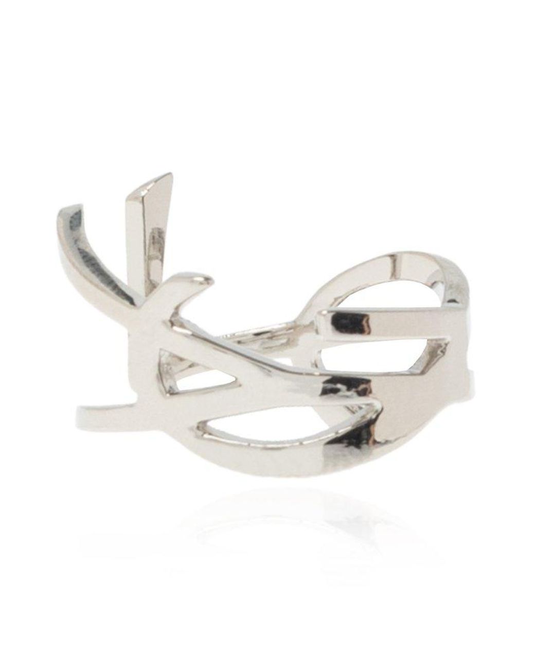 Saint Laurent Ring With Logo in Metallic | Lyst Saint Laurent Ring With Logo in Metallic | Lyst