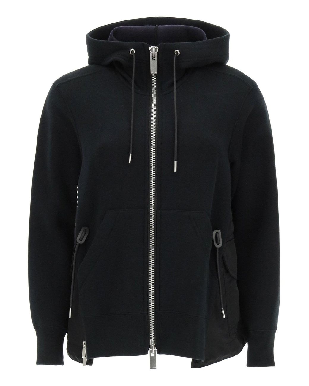 Sacai Hooded Sweatshirt In Cotton And Nylon in Nero (Black) - Save 11% ...