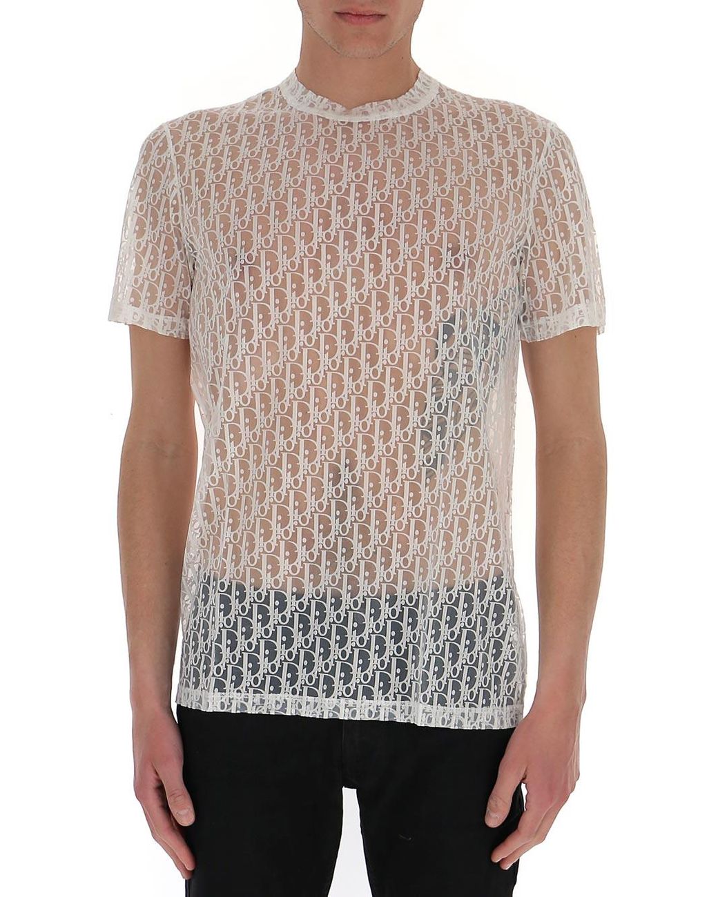 Dior Oblique Sheer T-shirt in White for Men | Lyst UK