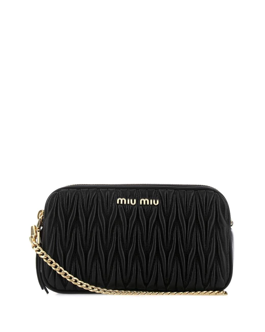 Miu Miu Leather Matelassè Shoulder Bag in Black - Lyst