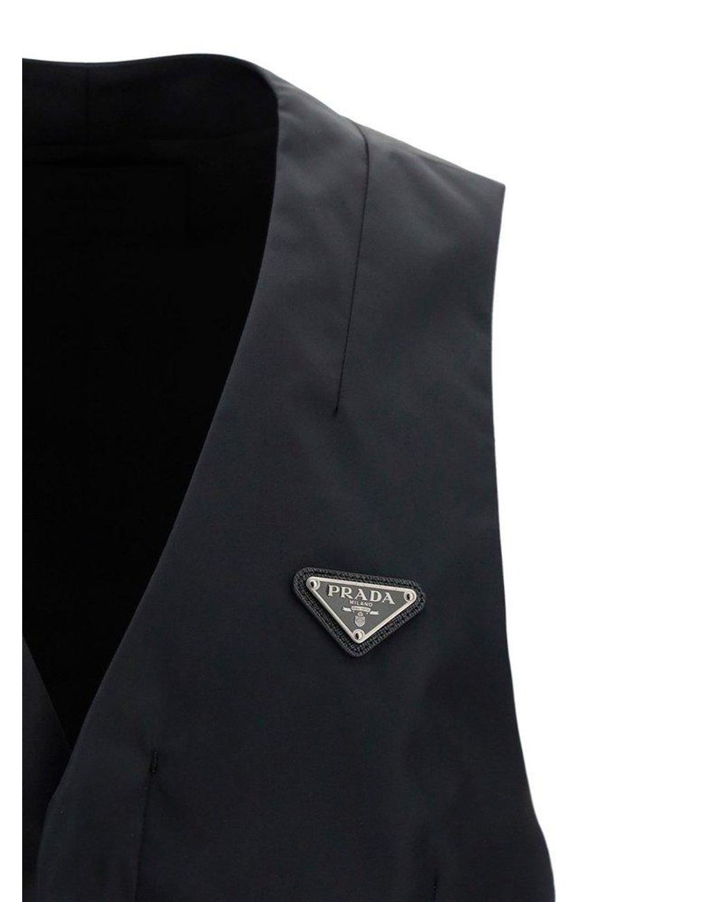 Prada Re-nylon Logo Plaque Waistcoat in 