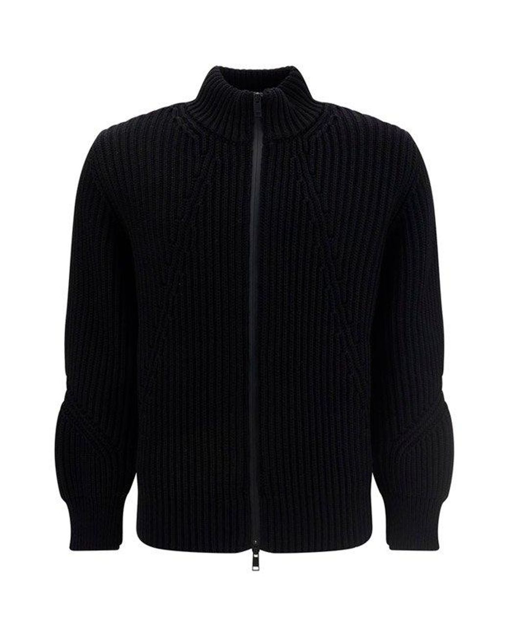 Zegna Logo Intarsia Knitted Jacket in Black for Men | Lyst