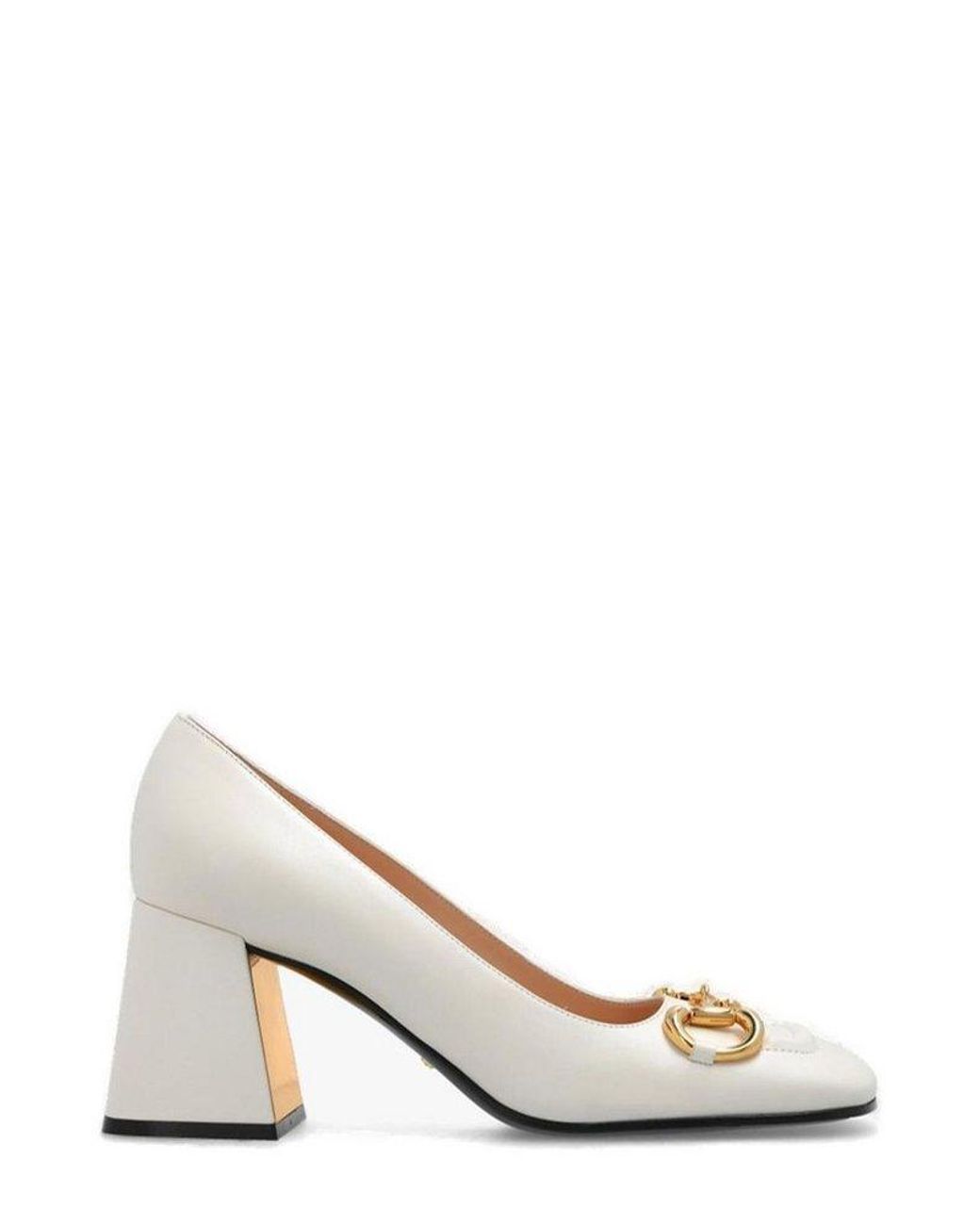 Etna Inzet Joseph Banks Gucci Horsebit Mid-heel Pumps in White | Lyst