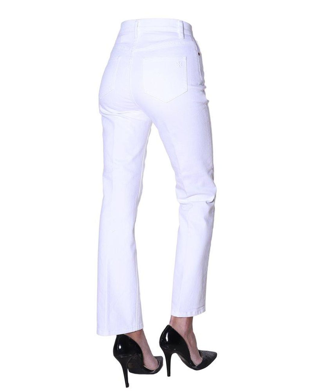 Tory Burch Button-fly Jeans in White | Lyst