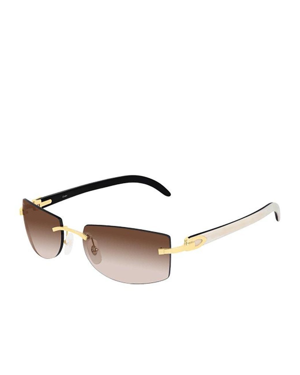 Cartier Rectangle Framed Sunglasses in White for Men | Lyst