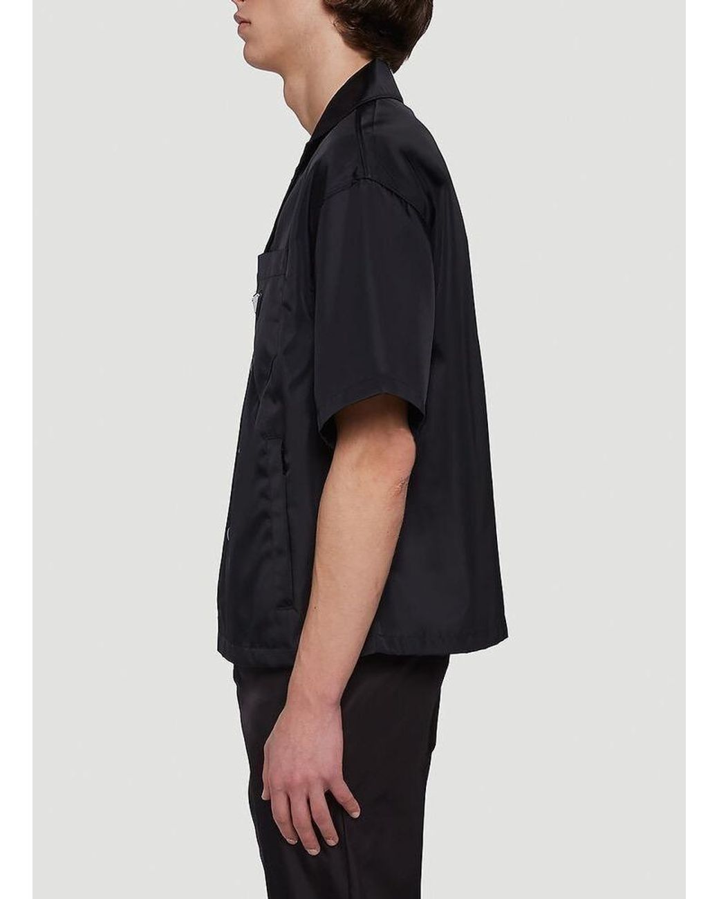 Prada Re-nylon Short Sleeve Shirt in Black for Men | Lyst