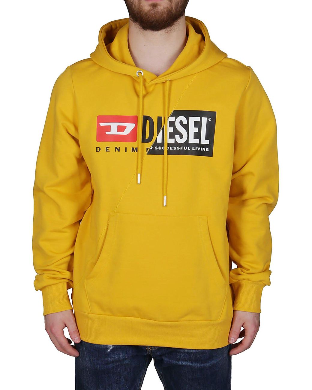 DIESEL S girk hood cuty Spliced Logo Hoodie in Yellow for Men Lyst