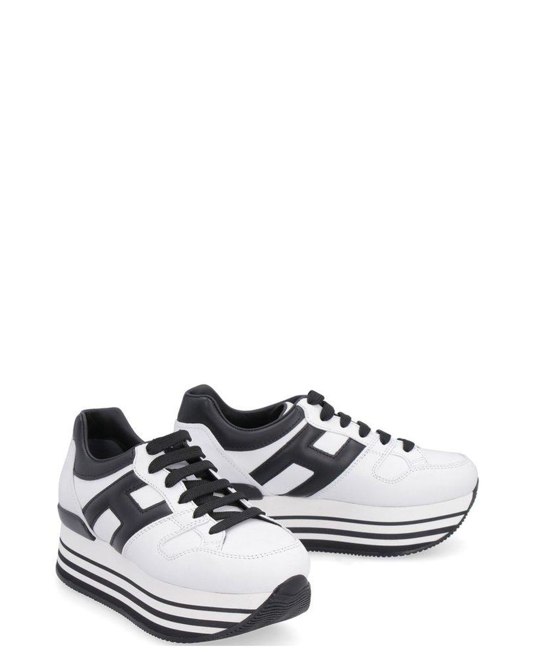 Hogan Leather Platform Sneakers in White | Lyst