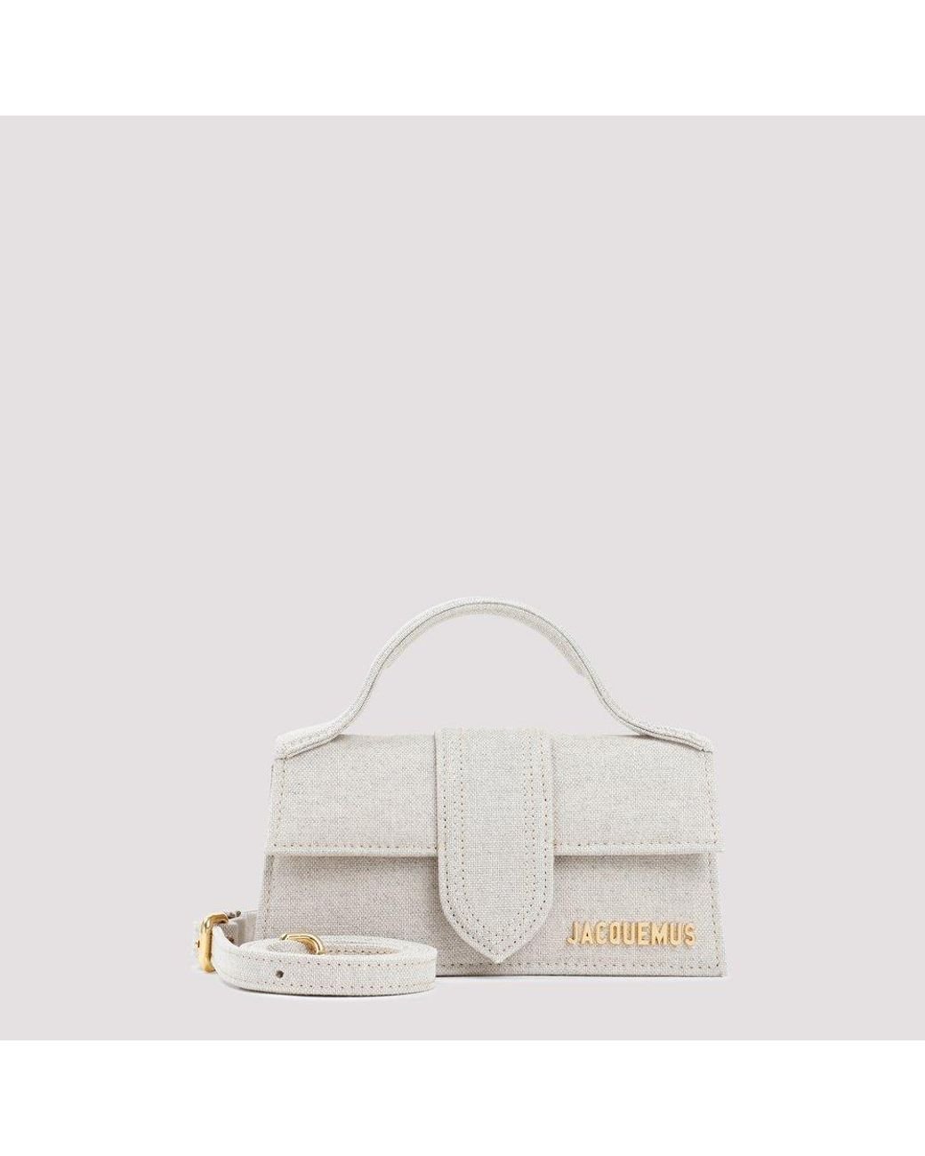Jacquemus Linen Le Bambino Mini Flap Bag in Beige (White) Lyst