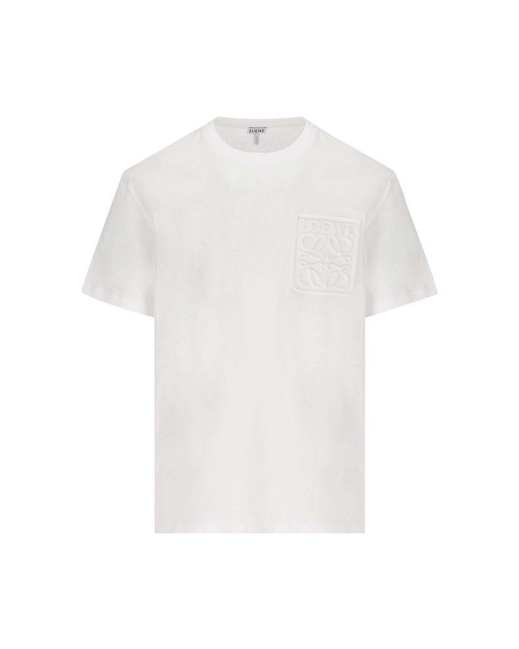 Loewe Anagram Logo Embossed Crewneck T-shirt in White for Loewe Anagram Logo Embossed Crewneck T-shirt in White for