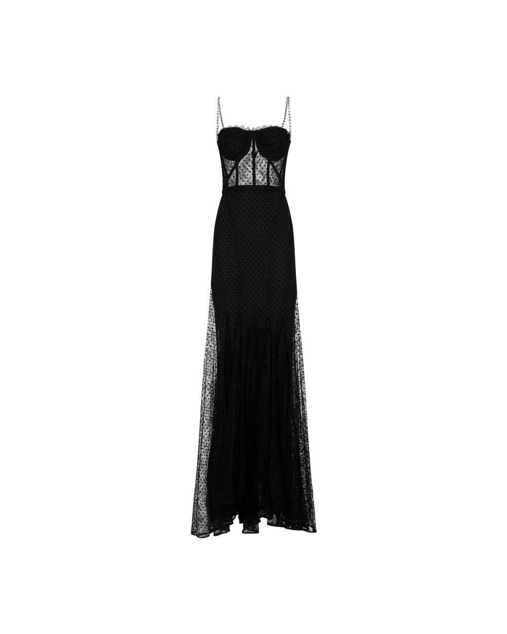 Dolce & Gabbana Long Flocked Tulle Dress in Black | Lyst