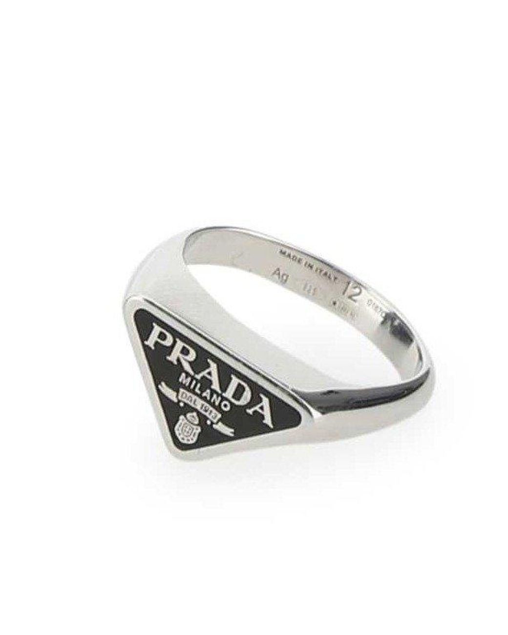 Prada Triangle Logo Symbole Ring in Black | Lyst