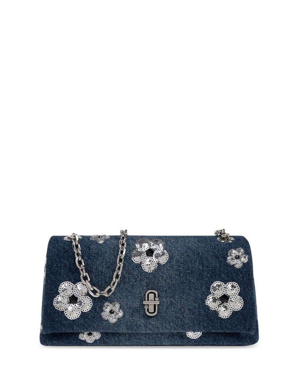 Marc Jacobs The Sequin Daisy Denim Dual Chain Mini Bag in