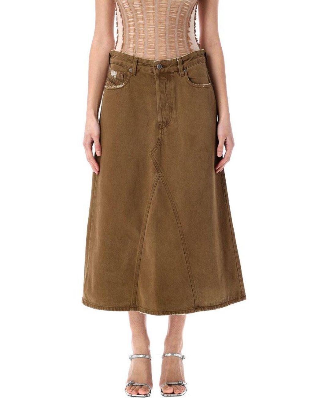 Buy Off-White Mix Color Denim Shorts 'Brown