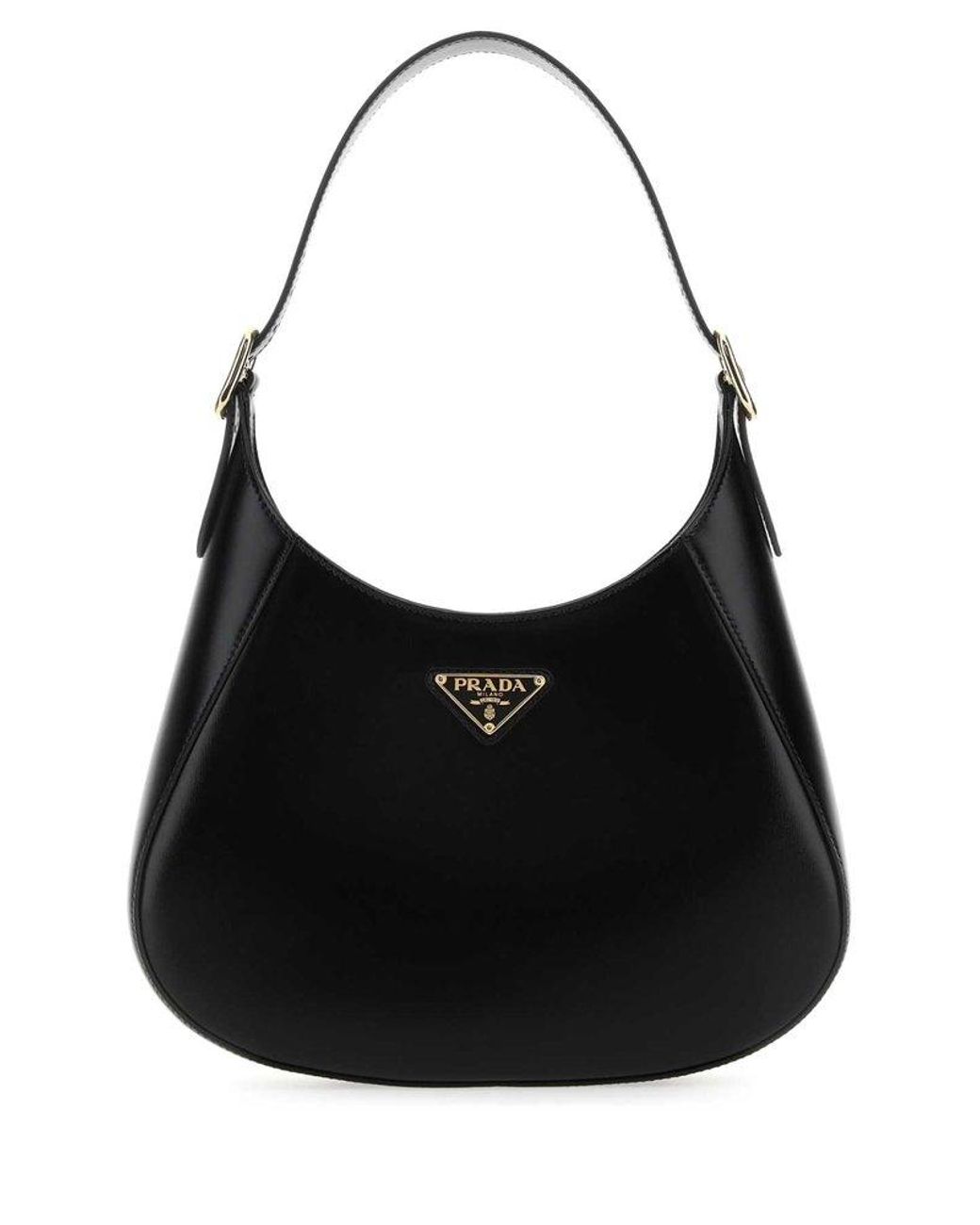 Prada Logo Plaque Zip-up Hobo Bag in Black | Lyst