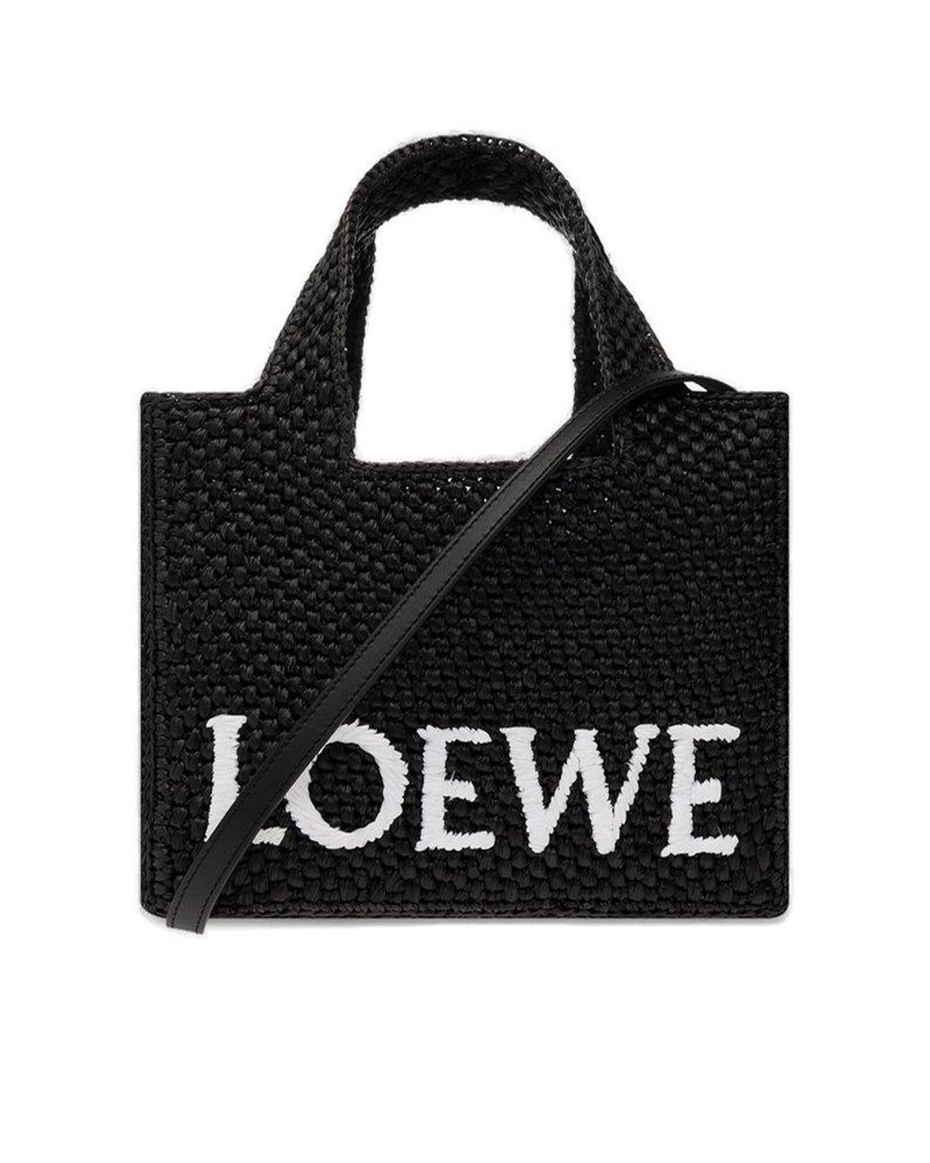 Loewe Logo Embroidered Small Tote Bag in Black | Lyst