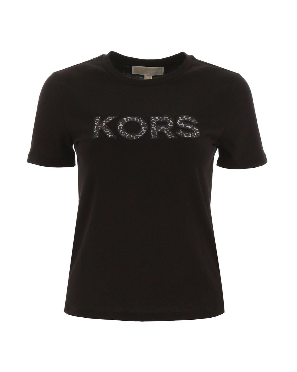 MICHAEL Michael Kors Cotton Leopard Print Logo T-shirt in Black ...