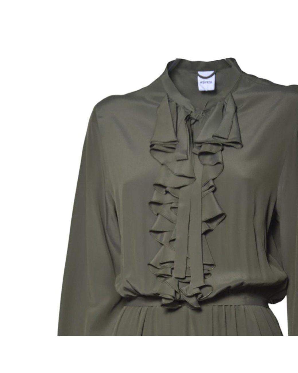 オールインワン・サロペット Aspesi Green Crepe De Chine Midi Dress With Ruffles Aspesi Green Crepe De Chine Midi Dress With Ruffles | ModeSens