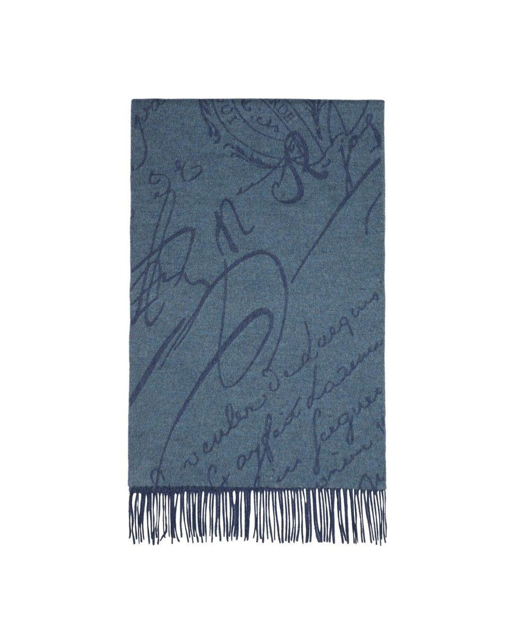 Berluti Embroidered Fringed Scarf in Blue for Men | Lyst