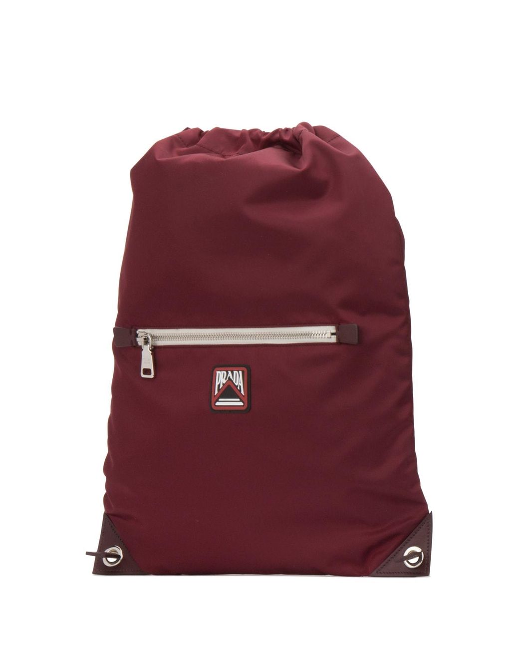 prada logo patch backpack