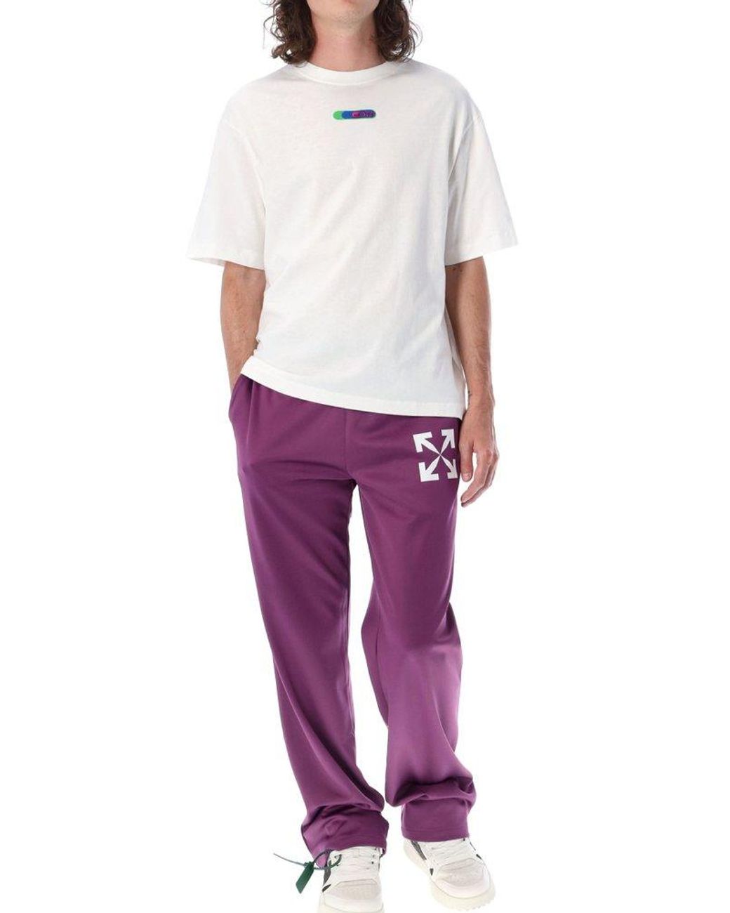 Off-White c/o Virgil Abloh Arrow Printed Track Pants in Purple for Men |  Lyst