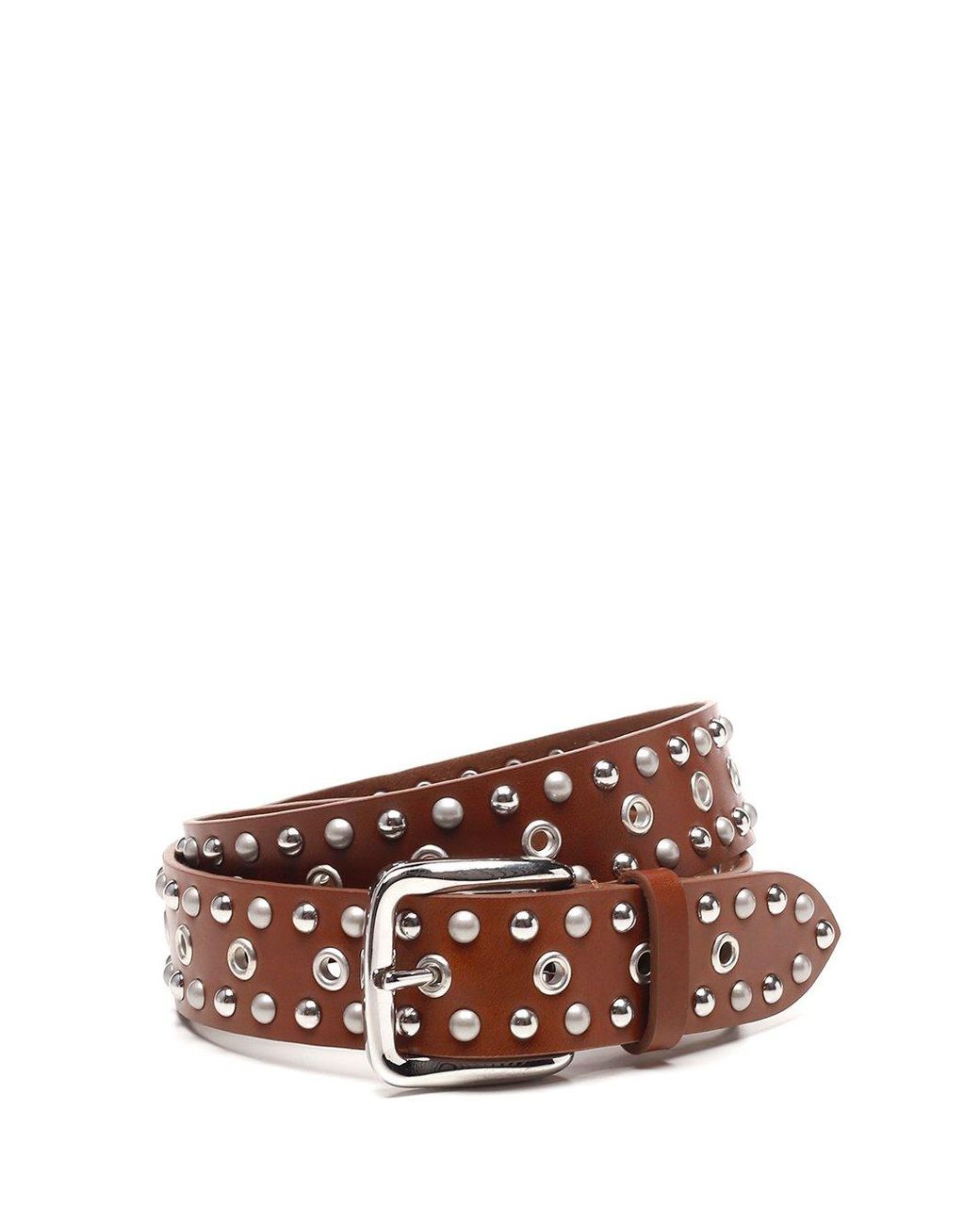 Isabel Marant Leather Rica Studded Belt in Brown - Lyst