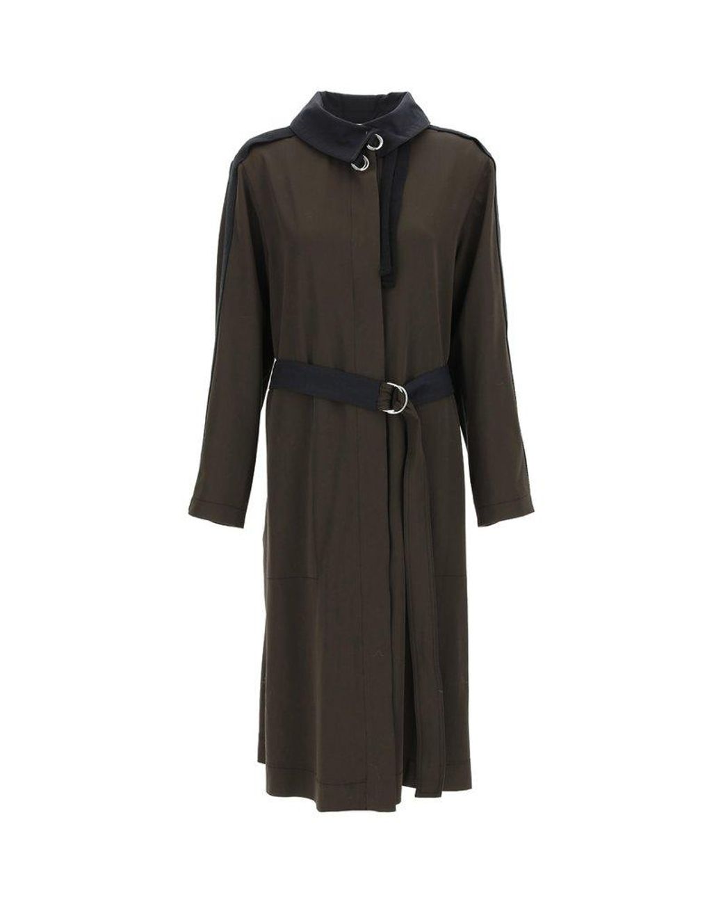 Lemaire Belted Slit Coat in Black | Lyst